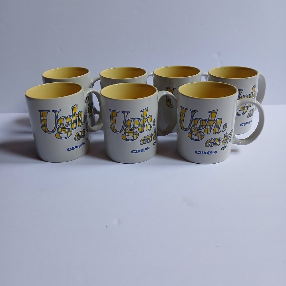 Clueless Ugh As If Ceramic Mug Set of 7 Yellow Plaid 90s Movie 11.5oz Zak Design